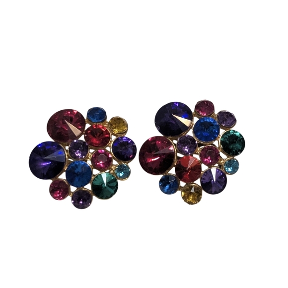 Vintage 80s Sparkly Earrings - Picture 2 of 3